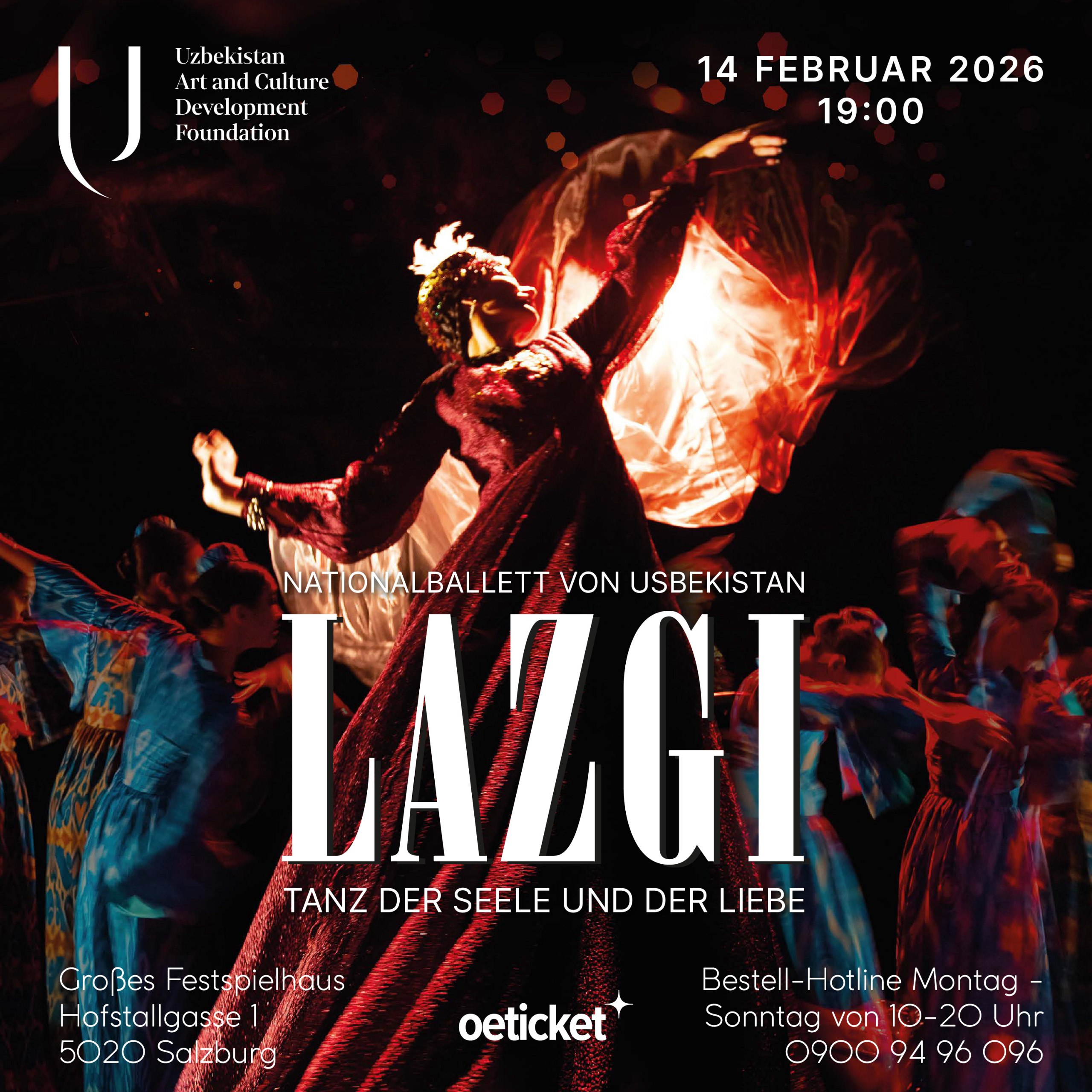 On 14 February, the ballet Lazgi. The Dance of Soul and Love will be performed on the stage of the Grosses Festspielhaus in Salzburg, Austria, by the National Ballet of Uzbekistan.