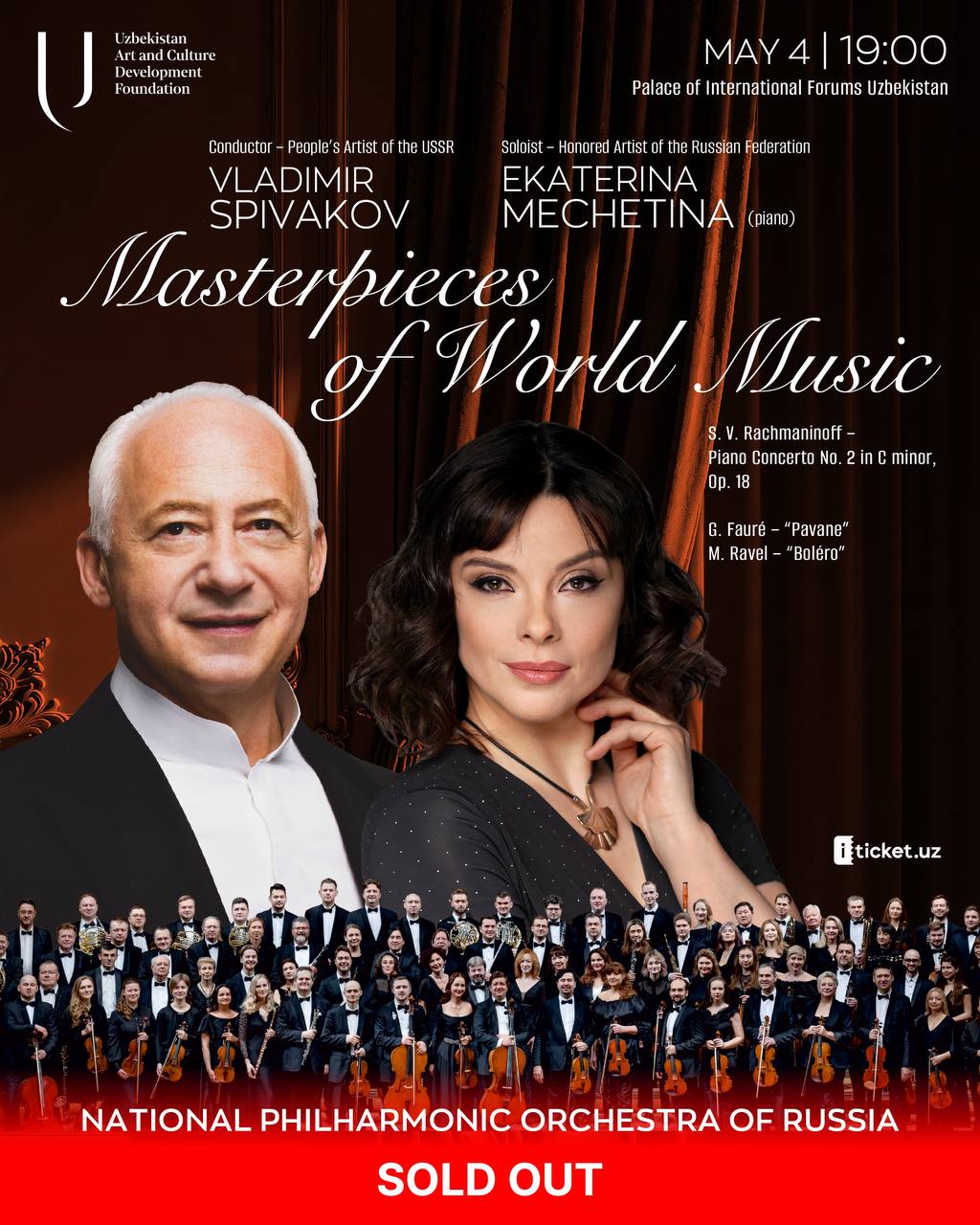 Vladimir Spivakov va Ekaterina Mechetina konsertiga barcha chiptalar sotildi