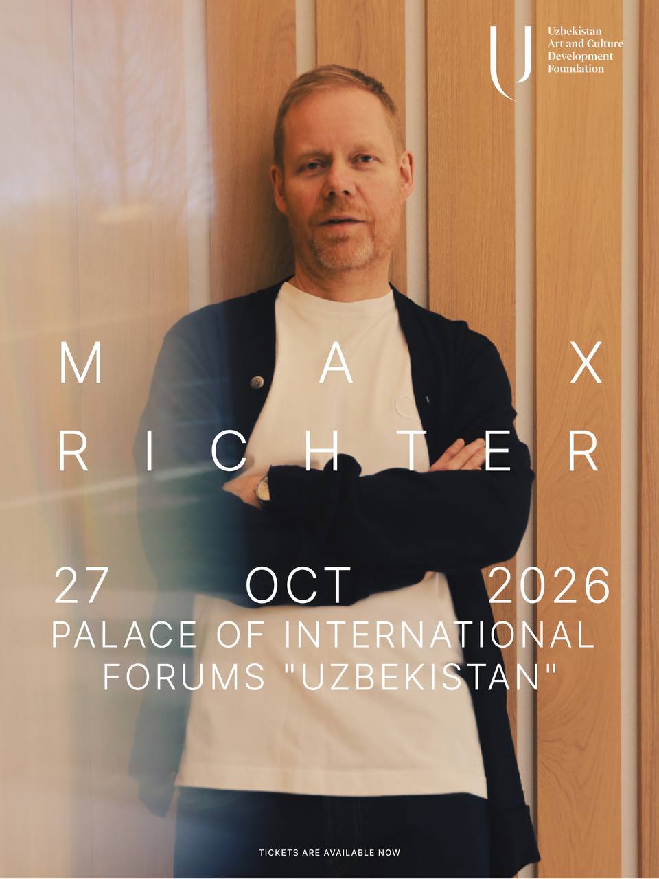 On 27 October 2026, the Palace of International Forums “Uzbekistan” will host a concert by Max Richter.